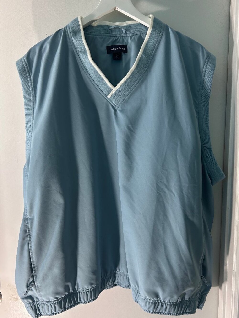 Vintage 90s Lands' End XXL Blue V-Neck Golf Windbreaker Vest